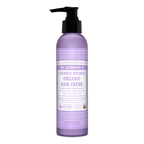 Product Cover Dr. Bronner's - Organic Hair Crème (Lavender Coconut, 6 Ounce) - Leave-In Conditioner and Styling Cream, Made with Organic Oils, Hair Cream Supports Shine and Strength, Nourishes Scalp, Non-GMO