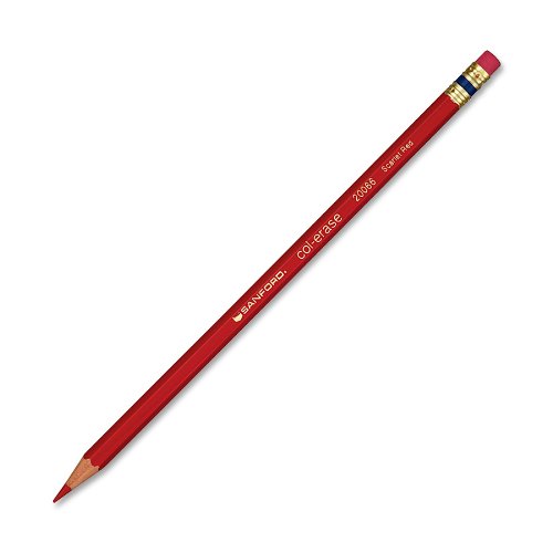 Product Cover Prismacolor Col-Erase Pencil with Eraser, Scarlet Red Lead/Barrel, 12-Count (20066)