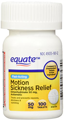 Product Cover Equate - Motion Sickness 50 mg, 100 Tablets Anti-Vomiting/Nausea (Compare to Dramamine) by Equate