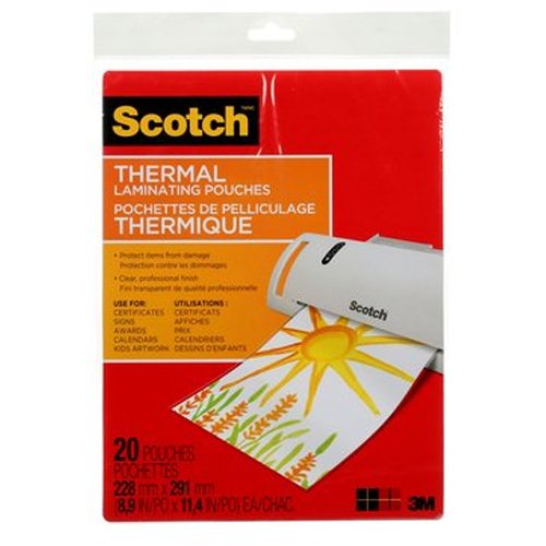 Product Cover Scotch Thermal Laminating Pouches, 8.5 Inches x 11 Inches, 20 Pouches (TP3854-20)