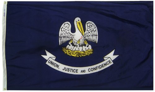 Product Cover Annin Flagmakers Model 142160 Louisiana State Flag 3x5 ft. Nylon SolarGuard Nyl-Glo 100% Made in USA to Official State Design Specifications.