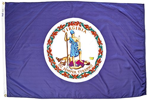 Product Cover Annin Flagmakers Model 145670 Virginia State Flag 4x6 ft. Nylon SolarGuard Nyl-Glo 100% Made in USA to Official State Design Specifications.