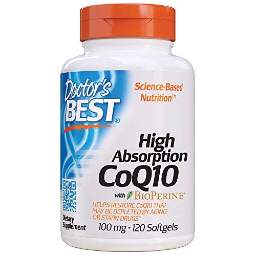 Product Cover Doctor's Best High Absorption CoQ10 with BioPerine, Gluten Free, Naturally Fermented, Heart Health, Energy Production,100 mg 120 Softgels