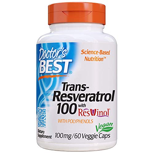 Product Cover Doctor's Best, Trans-Resveratrol with ResVinol, Non-GMO, Vegan, Gluten Free, Soy Free, 100 mg, 60 Veggie Caps