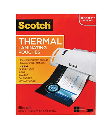 Product Cover Scotch Thermal Laminating Pouches, 8.9 x 11.4-Inches, 3 mil thick, 50-Pack (TP3854-50),Clear