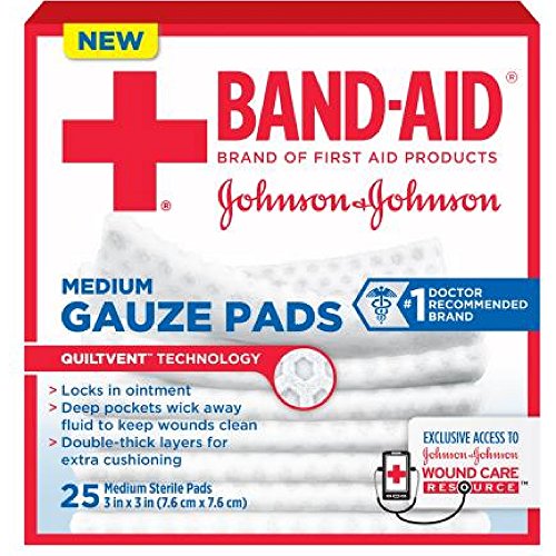 Product Cover Band-Aid Johnson& Johnson Medium Gauze Pads, 25 Medium Sterile Pads 3 In X 3 In