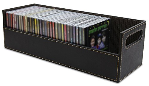 Product Cover Stock Your Home CD Storage Box with Powerful Magnetic Opening - CD Tray Holds 40 CD Cases for Media Shelf Storage and Organization