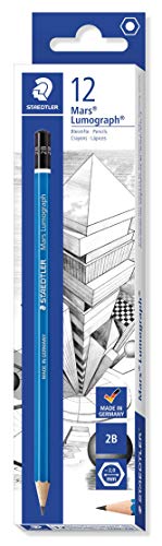 Product Cover Staedtler Mars Lumograph 2B Graphite Art Drawing Pencil, Medium Soft, Break-Resistant Bonded Lead, 12 Pack, 100-2B
