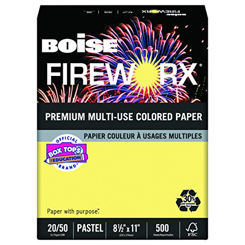 Product Cover Boise Fireworx Color Copy/Laser Paper, 20 lb, Letter Size (8.5 x 11), Crackling Canary, 500 Sheets (MP2201-CY)