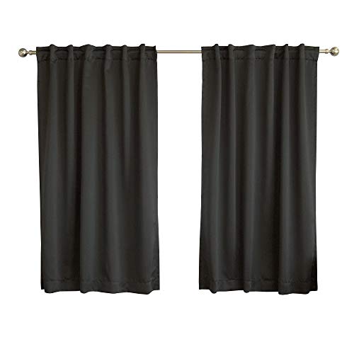 Product Cover Best Home Fashion Basic Thermal Insulated Blackout Curtains - Back Tab/Rod Pocket - Black - 52