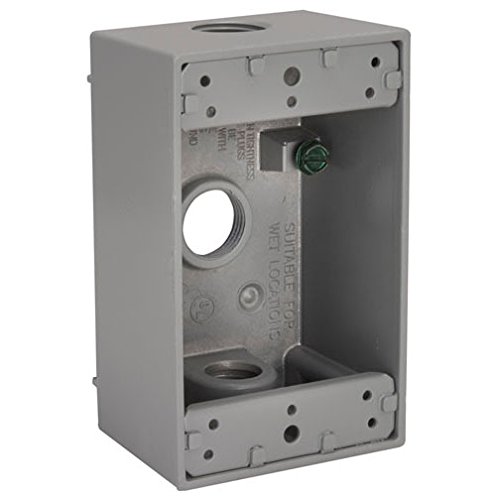 Product Cover Hubbell-Bell 5324-0 Single-Gang Weatherproof Box Three 3/4 in. Threaded Outlets, Gray Finish