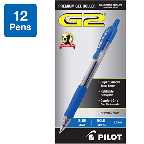 Product Cover PILOT G2 Premium Refillable & Retractable Rolling Ball Gel Pens, Bold Point, Blue Ink, 12 Count (31257)