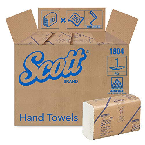 Product Cover Scott Essential Multifold Paper Towels (01804) with Fast-Drying Absorbency Pockets, White, 16 Packs / Case, 250 Multifold Towels / Pack