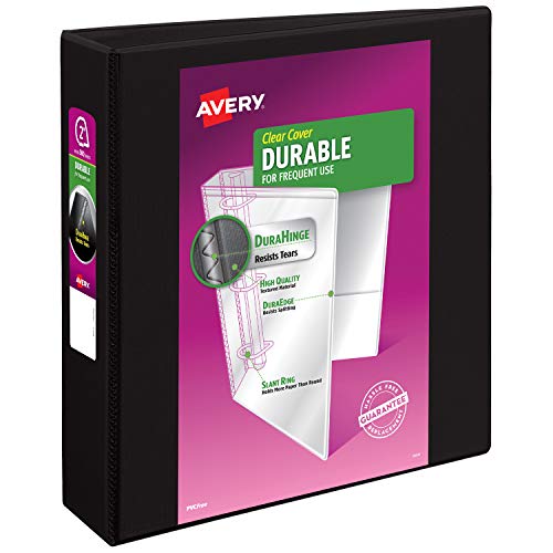 Product Cover Avery Durable View Binder with 2-Inch Slant Ring, Holds 8.5 x 11-Inch Paper, Black, 1 Binder (17031)
