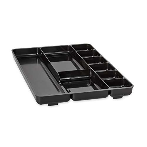 Product Cover Rubbermaid Regeneration 9-Section Drawer Organizer, Plastic, 14 x 9.125 x 1.125 Inches, Black (45706)
