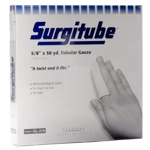 Product Cover Derma Sciences GL219 Surgitube Tubular White Gauze Bandage Size 2 - 5/8 x 50 yds (Small Fingers, Toes)