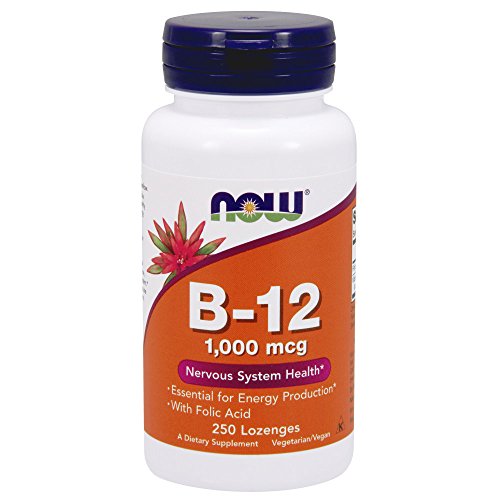 Product Cover Now Supplements, Vitamin B-12 1,000 mcg with Folic Acid, Nervous System Health*, 250 Chewable Lozenges