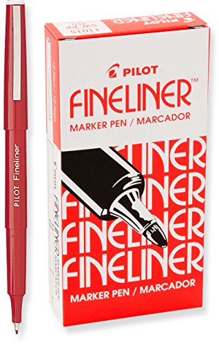 Product Cover PILOT Fineliner Marker Pens, Fine Point, Red Ink, 12 Count (11015)