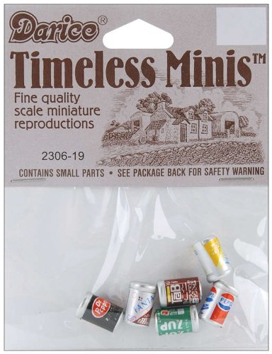 Product Cover Darice 230619 Timeless Miniatures Assorted Soda Cans, Pack of 6, 0.3125 x 0.5-Inches,