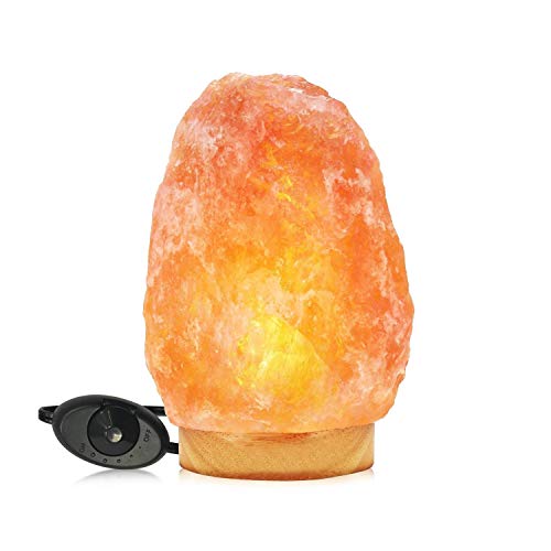 Product Cover Himalayan Glow Natural Pink Salt Lamp,Night Light,Hand Carved Crystal Salt Lamp with Wooden Base,Salt Lamp Bulb,(ETL Certified) Dimmer Switch | 11-15 LBS