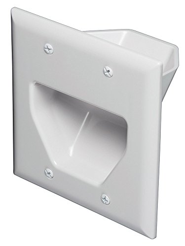 Product Cover Monoprice 104001 Recessed Low Voltage Cable Wall Plate, 2-Gang, White