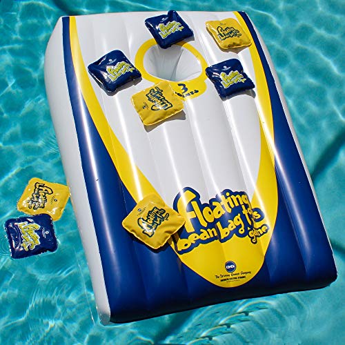 Product Cover Drive Way Games Floating Cornhole Set. Inflatable Corn-Toss Board & Floating Bean Bags for Pool, Lake, Water