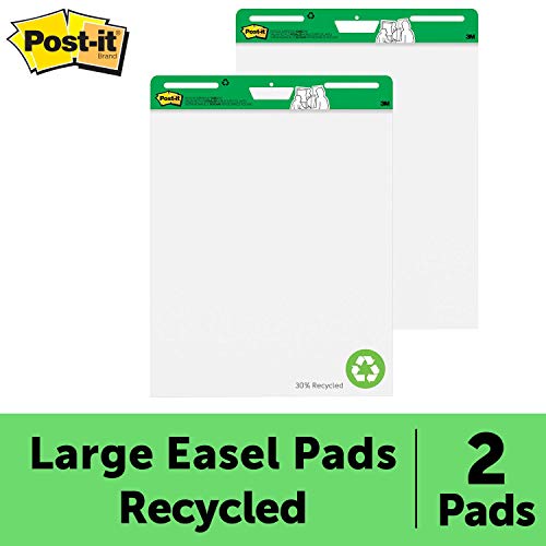 Product Cover Post-it Super Sticky Easel Pad, 25 x 30 Inches, 30 Sheets/Pad, 2 Pads (559RP), Large White Recycled Premium Self Stick Flip Chart Paper, Super Sticking Power