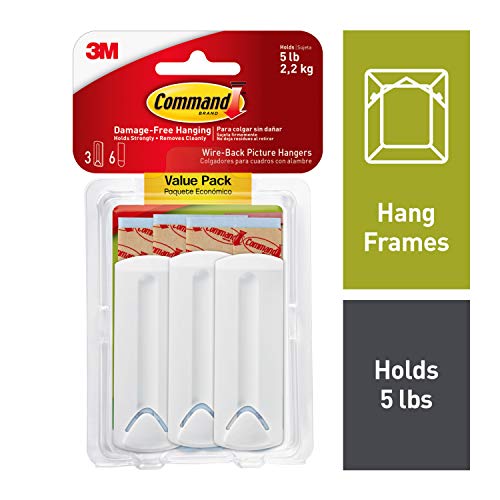 Product Cover Command Wire-Back Hangers, Indoor Use, 3 hangers, 6 strips, Decorate Damage-Free (17043-ES)
