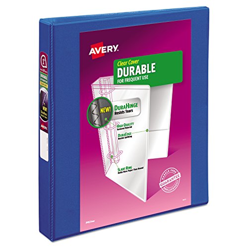 Product Cover Avery Durable View Binder, 1 Inch Slant Rings, 220-Sheet Capacity, DuraHinge, Blue (17014)