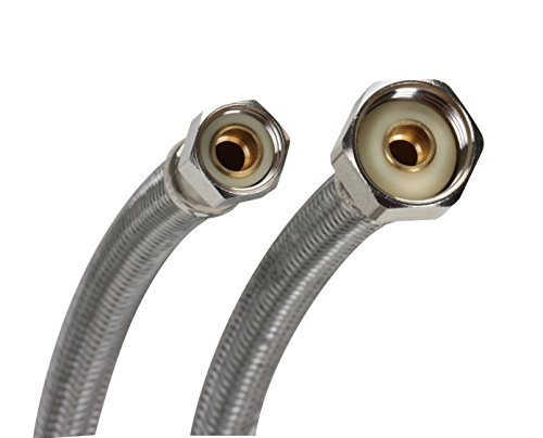 Product Cover Fluidmaster B1F20 Faucet Connector, Braided Stainless Steel - 3/8 Female Compression Thread x 1/2 F.I.P. Thread, 20-Inch Length