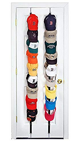 Product Cover Perfect Curve CapRack18 Over-The-Door Cap Organizer, Two Straps, Holds Up To 18 Caps, Black