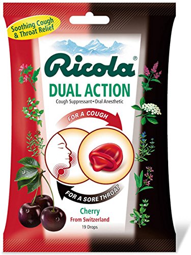Product Cover Ricola Dual Action Cough Suppressant Drops, Cherry 19 ea ( Pack of 2)