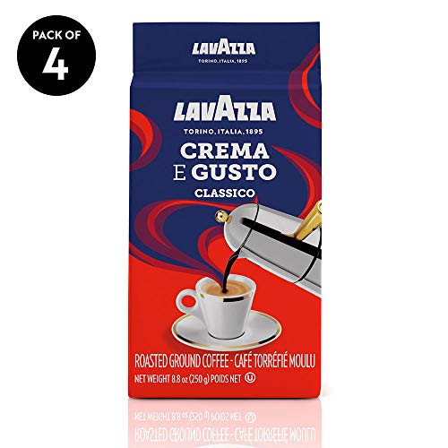 Product Cover Lavazza Crema e Gusto Ground Coffee Blend, Espresso Dark Roast, 8.8 Oz Bags (Pack of 4).