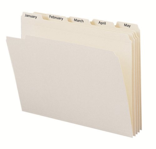 Product Cover Smead Indexed File Folder Set, Monthly (Jan-Dec) Folders, Reinforced 1/5-Cut Tab, Letter Size, Manila, 12 per Set (11765)