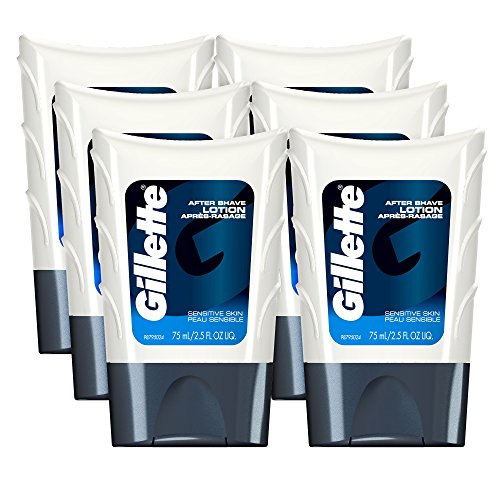 Product Cover Gillette After Shave Lotion, Sensitive Skin, 2.5 Ounce (Pack of 6), Mens Razors/Blades