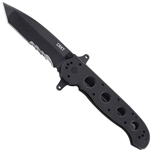 Product Cover CRKT M16-14SFG EDC Folding Pocket Knife: Special Forces Everyday Carry, Black Serrated Edge Blade, Tanto, Automated Liner Safety, Dual Hilt, G10 Handle, 4-Position Pocket Clip