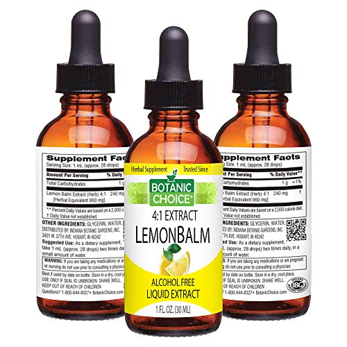 Product Cover Botanic Choice Lemon Balm Liquid Extract - Alcohol-Free Herbal Daily Supplement - Promotes Natural Peace of Mind Calmness Tranquility and Restful Sleep for Overall Wellness