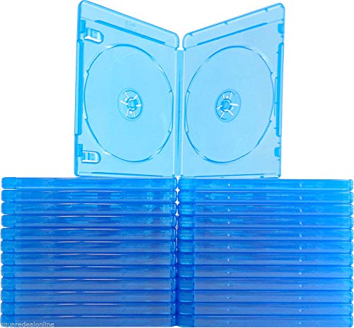 Product Cover Square Deal Recordings & Supplies (25) Empty Standard Double Blue Replacement Boxes / Cases for Blu-Ray Disc Movies BR2R12BL