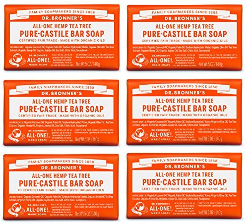 Product Cover Dr. Bronner's Magic Soaps Pure-Castile Soap, All-One Hemp Tea Tree, 5-Ounce Bars (Pack of 6)