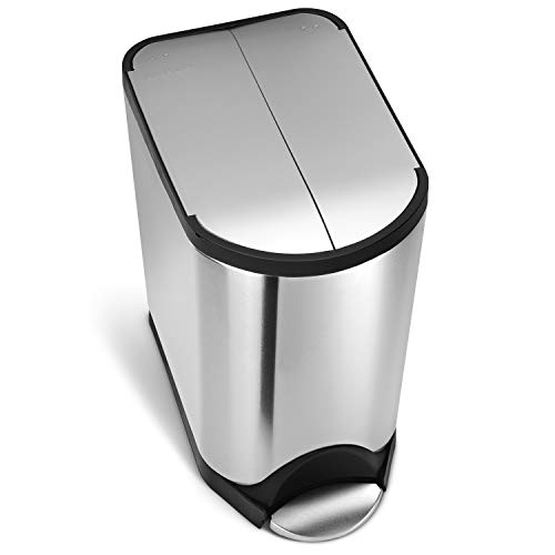 Product Cover simplehuman 20 Liter / 5.3 Gallon Butterfly Lid Kitchen Step Trash Can, Brushed Stainless Steel