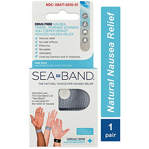 Product Cover Sea-Band Wristband, Adult, Colors May Vary, 1 Pair, Anti-Nausea Acupressure Motion or Morning Sickness, 2 Count (Pack of 1)
