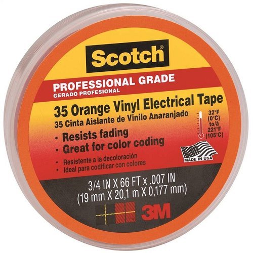 Product Cover Scotch Vinyl Color Coding Electrical Tape 35, 3/4 in x 66 ft, Orange