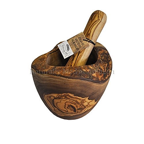 Product Cover Naturally Med Olive Wood Rustic Mortar and Pestle
