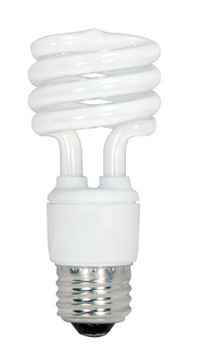 Product Cover Satco S6235 13-Watt Medium Base T2 Mini Spiral, 2700K, 120V, Equivalent to 60-Watt Incandescent Lamp for Enclosed Fixtures