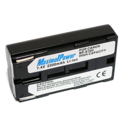 Product Cover Maximalpower 2200 mah Battery for Canon BP-915 vl-10LI ES4000 ES8400V ES75 E S8200V ES8100V ES50 ES55 and more Fully Decoded w/ 3 year warranty