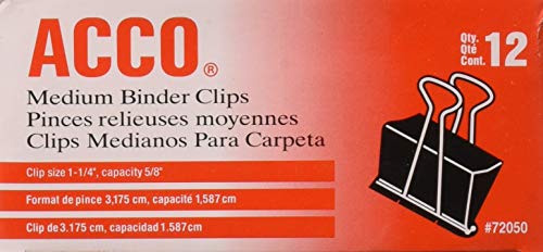 Product Cover ACCO Medium Size Binder Clips - 1 p1/4'' Width. 5/8'' Capacity - 12 per Box - 8 Boxes (96 Total)