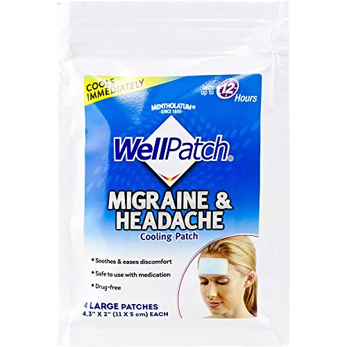 Product Cover WellPatch Cooling Headache Pads, Migraine, 4 Large Patches- 4.3 x 2 Inch (Pack of 6)