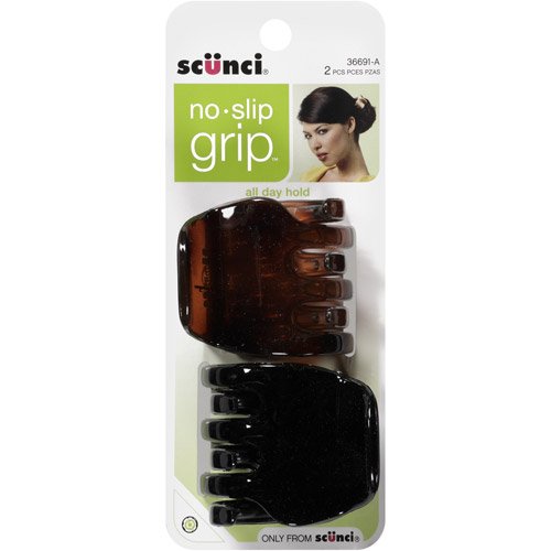 Product Cover Scunci No-Slip Grip Chunky Jaw Clips | All Day Hold | 2-Pieces per Pack (1-Pack)