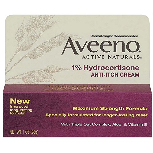 Product Cover Aveeno 1% Hydrocortisone Anti-Itch Cream, Maximum Strength, 1-Ounce Tubes (Pack of 4)