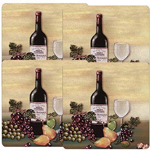 Product Cover Reston Lloyd Square Gas Stove Burner Covers, Set of 4, Wine and Vines Pattern